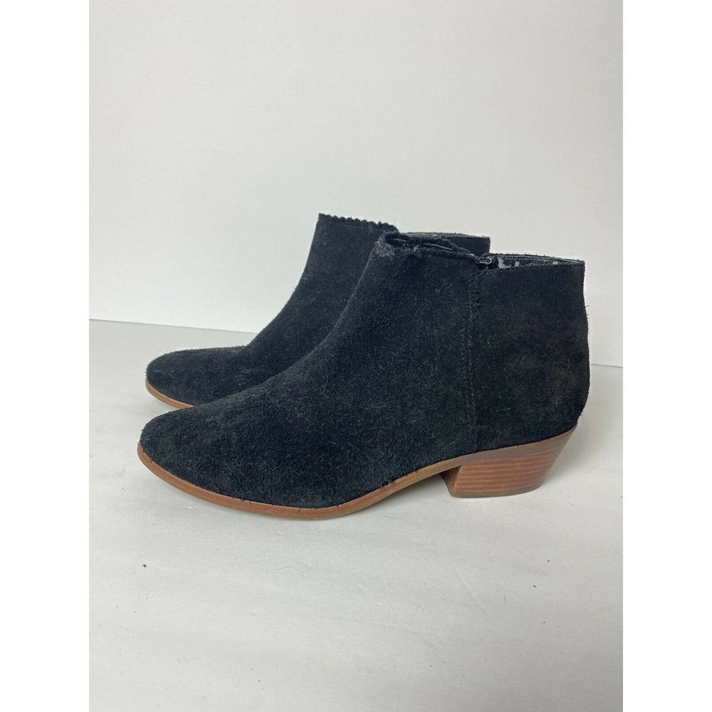 Jack Rogers 7.5 Bailee Black Suede Zip Ankle Boot Flat Bootie DAMGED LINER